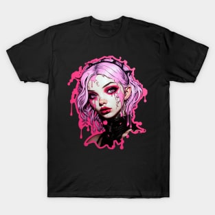 Pink Cyber Goth Girl T-Shirt